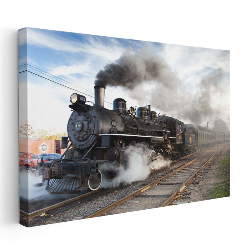 Buharlı Lokomotif 40 - Duman Püskürten Klasik Tren Kanvas Tablo