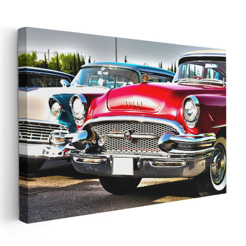 Klasik Amerikan Arabaları - Buick ve Chevrolet Nostaljik Koleksiyon Kanvas Tablo