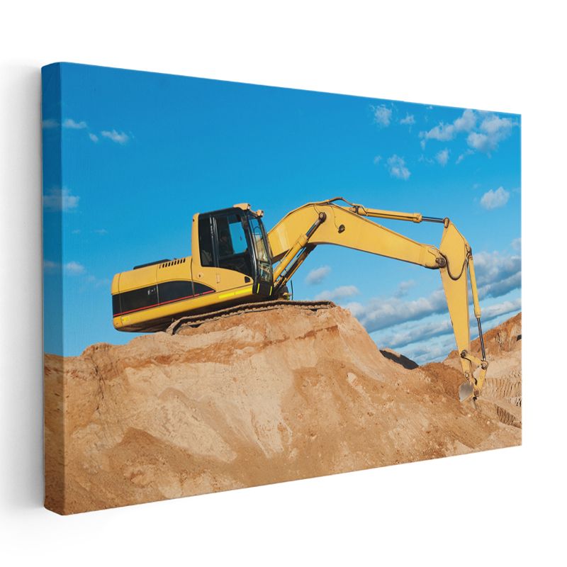 Ekskavatör - İnşaat Sahasının Güçlü İş Makinesi Kanvas Tablo