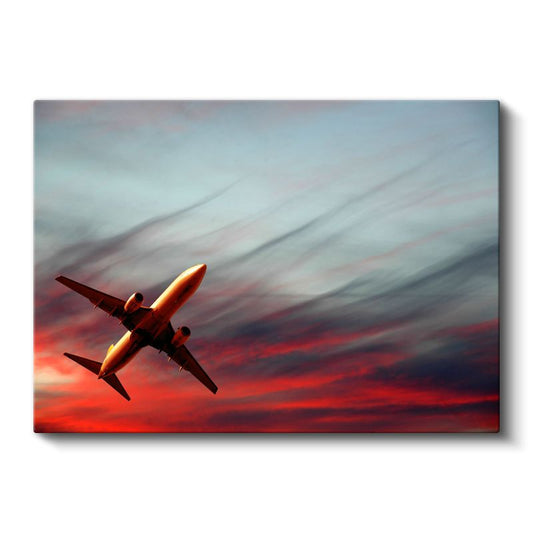 Airbus A320 - Kızıl Gökyüzünde Yolculuk Kanvas Tablo