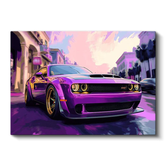 Dodge Challenger SRT - Mor Canavar Spor Otomobil Kanvas Tablo
