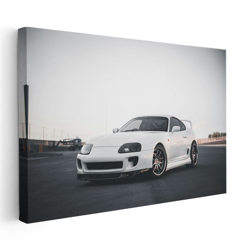Toyota Supra - Beyaz Spor Otomobil Klasiği Kanvas Tablo