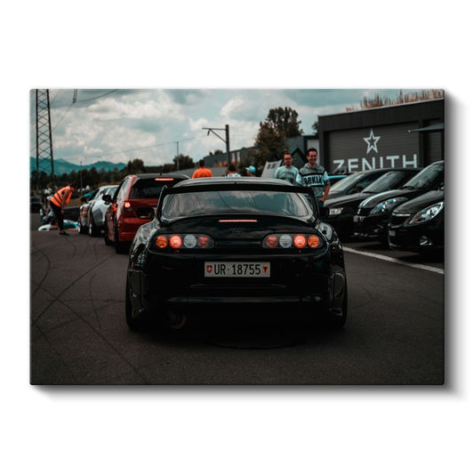 Toyota Supra - Siyah Spor Otomobil Arka Görünüm Kanvas Tablo