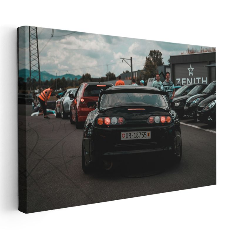 Toyota Supra - Siyah Spor Otomobil Arka Görünüm Kanvas Tablo