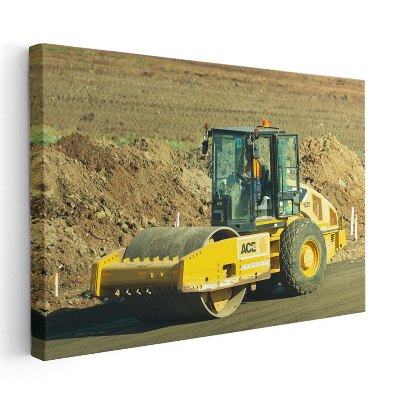 ACE Silindir - Sarı İş Makinesi Yol Yapımı Kanvas Tablo