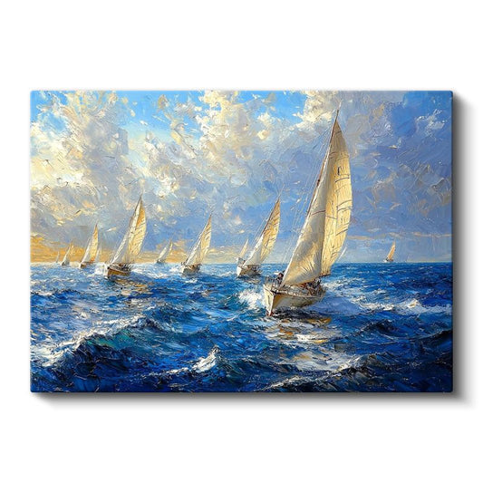 Yelkenli Tekneler - Deniz Yarışı Kanvas Tablo