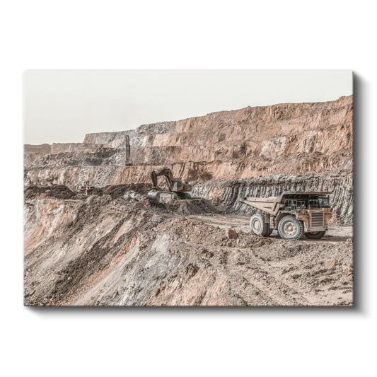 Maden Kamyonu ve İş Makinesi - Endüstriyel Taşıt Manzarası Kanvas Tablo