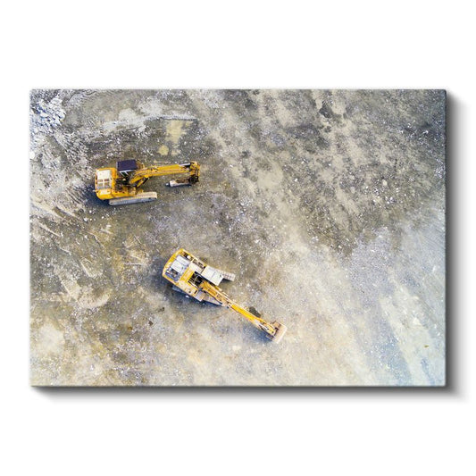 İş Makineleri - Havadan Görünüm İnşaat Ekipmanları Kanvas Tablo