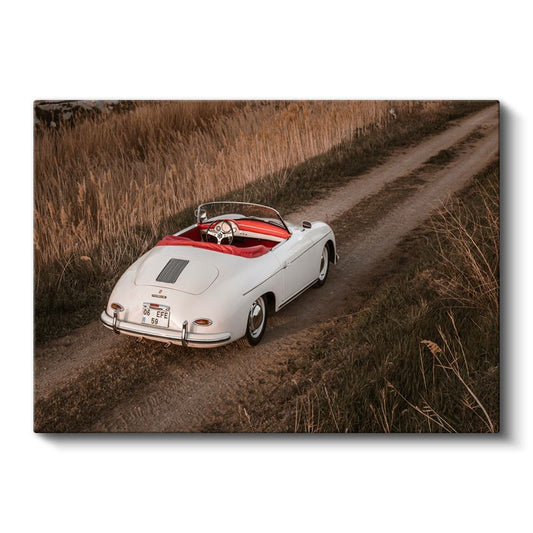 Porsche 356 Speedster - Beyaz Klasik Üstü Açık Spor Otomobil Kanvas Tablo