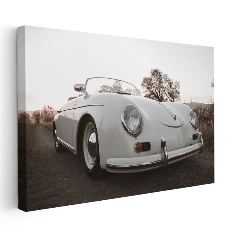 Porsche 356 - Beyaz Klasik Alman Roadster Kanvas Tablo