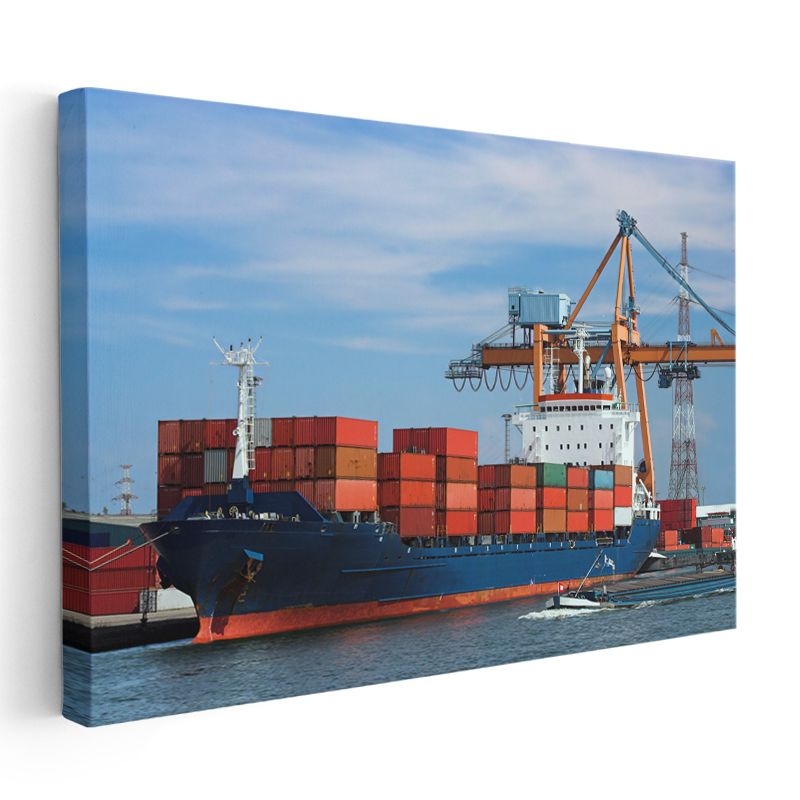 Konteyner Gemisi - Liman Yük Taşıma Deniz Aracı Kanvas Tablo