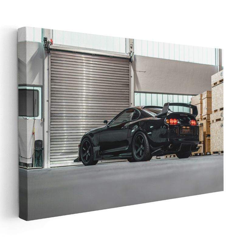 Toyota Supra - Siyah Modifiyeli Japon Spor Otomobil Arka Görünüm Kanvas Tablo