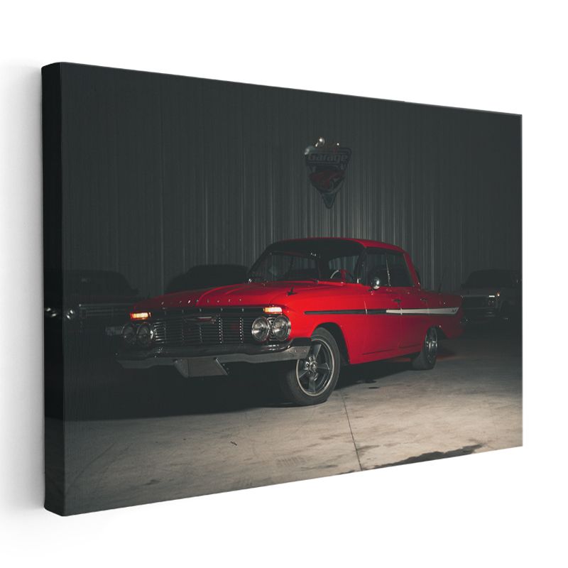 Chevrolet Impala - Kırmızı Klasik Amerikan Otomobili Kanvas Tablo