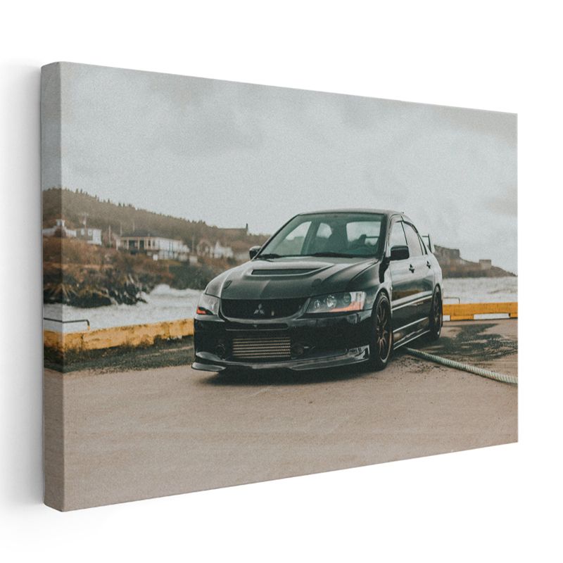 Mitsubishi Lancer Evolution - Siyah Spor Sedan Kanvas Tablo