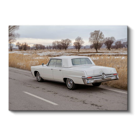 Imperial Crown - Beyaz Klasik Amerikan Sedan Kanvas Tablo