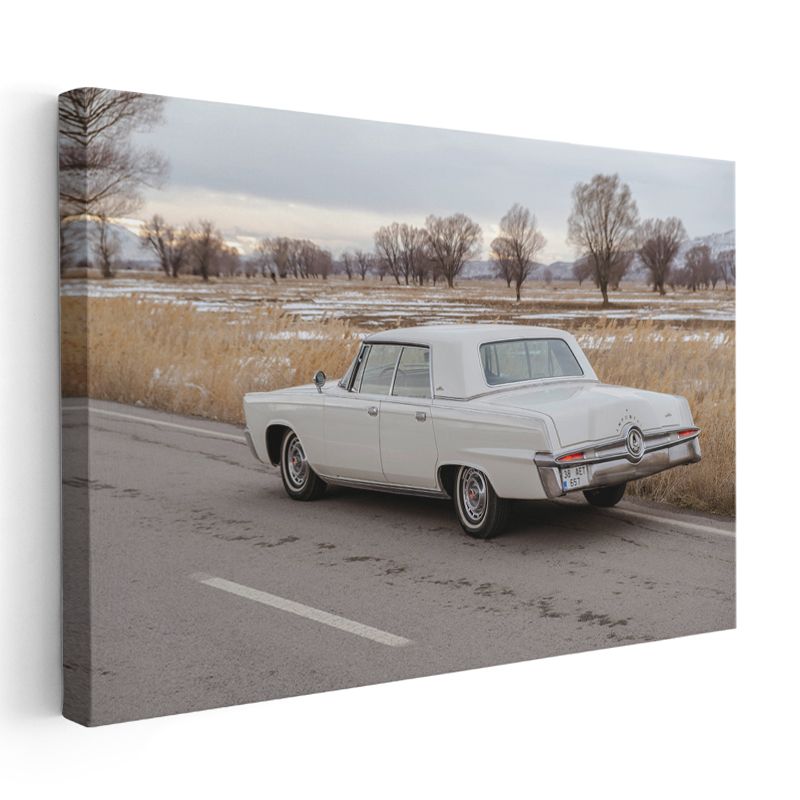 Imperial Crown - Beyaz Klasik Amerikan Sedan Kanvas Tablo