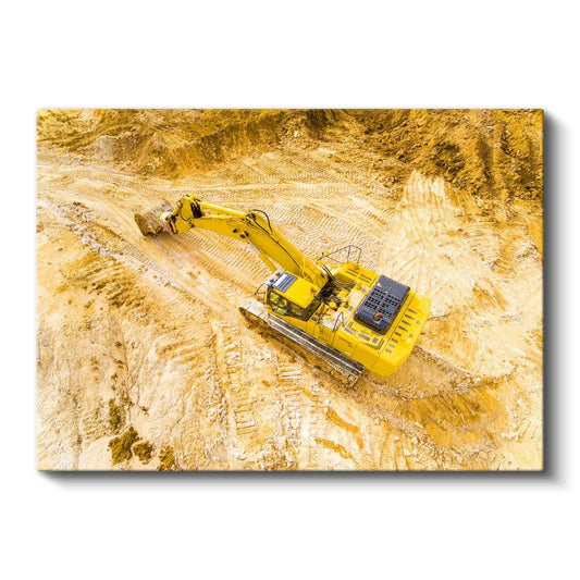 Sarı Ekskavatör - İnşaat Sahası Kanvas Tablo