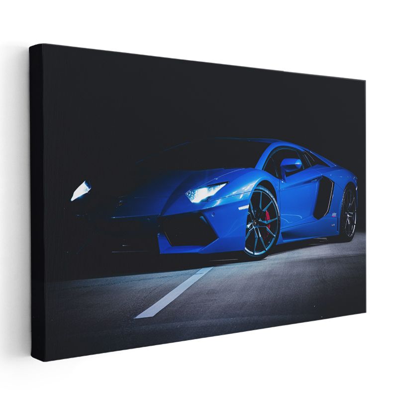 Lamborghini Aventador - Mavi Süper Otomobil Kanvas Tablo