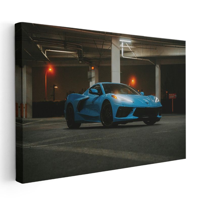 Chevrolet Corvette C8 - Gece Görünümü Kanvas Tablo