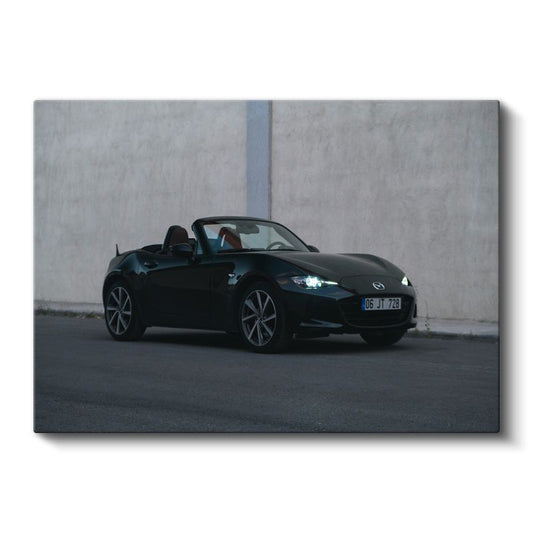 Mazda MX-5 - Siyah Roadster Cabrio Kanvas Tablo