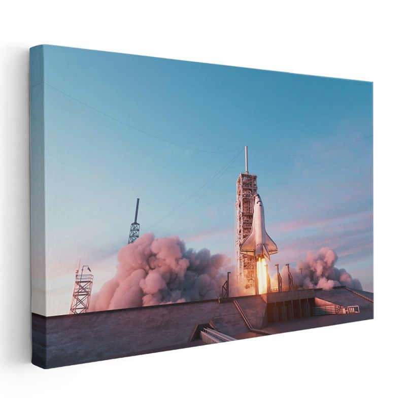 Space Shuttle - Fırlatma Anında Uzay Aracı Kanvas Tablo