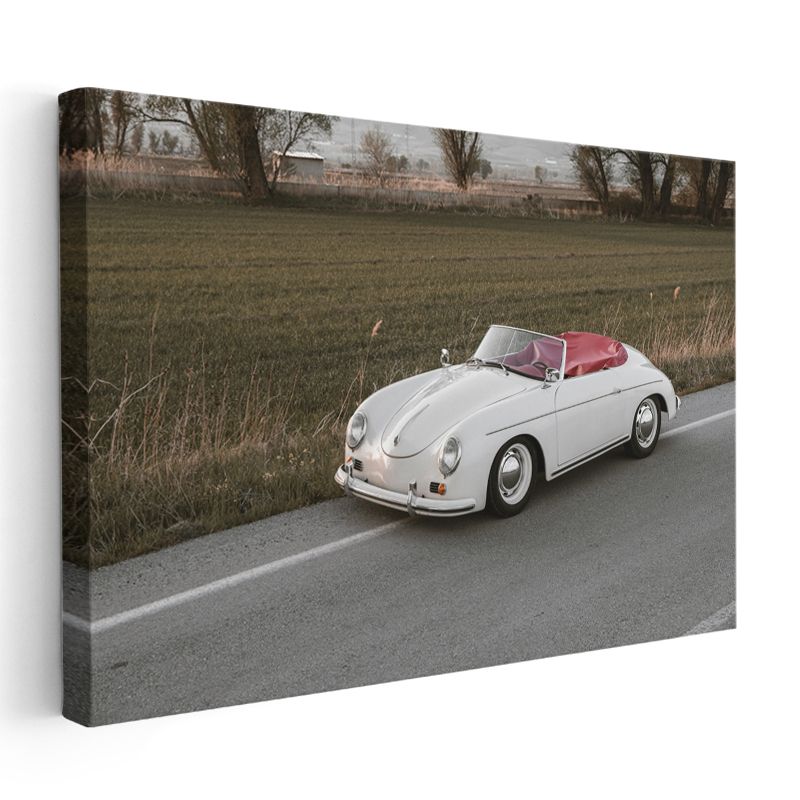 Porsche 356 Speedster - Klasik Beyaz Üstü Açık Spor Otomobil Kanvas Tablo