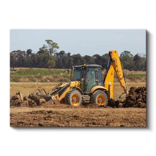 JCB Kazıcı Yükleyici - Toprak İşlerinde Çalışan İş Makinesi Kanvas Tablo