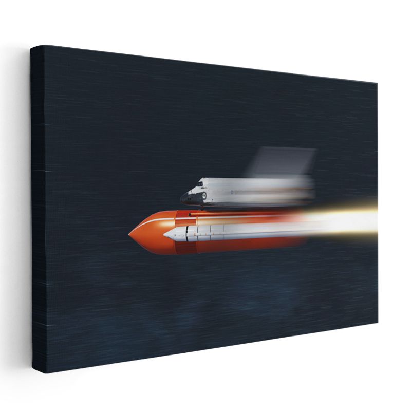 Roket Fırlatma - Yüksek Hızda Hareket Eden Uzay Aracı Kanvas Tablo