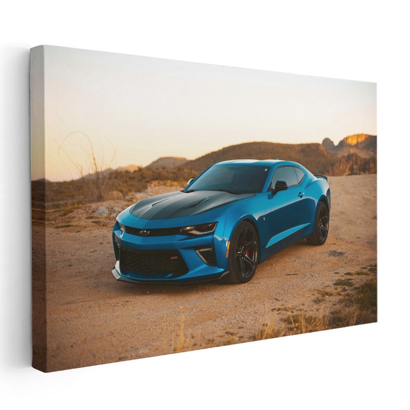 Chevrolet Camaro - Çöl Manzarasında Kanvas Tablo
