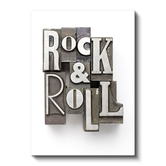 Rock & Roll - Vintage Metal Baskı Tipografi Kanvas Tablo