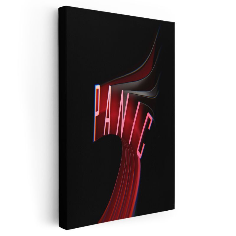 Panic - Neon Efektli Tipografi Kanvas Tablo