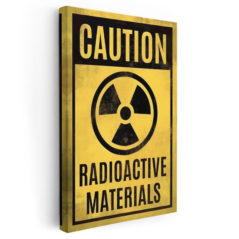 Caution Radioactive Materials - Vintage Uyarı İşareti Kanvas Tablo