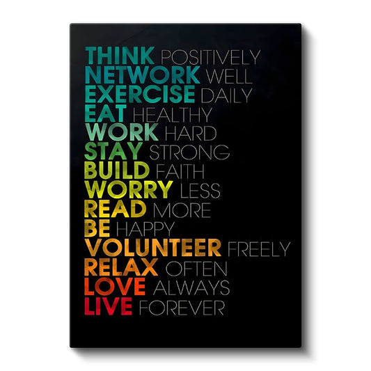 Yaşam İlkeleri - Renkli Gradient Motivasyon Sözleri Kanvas Tablo