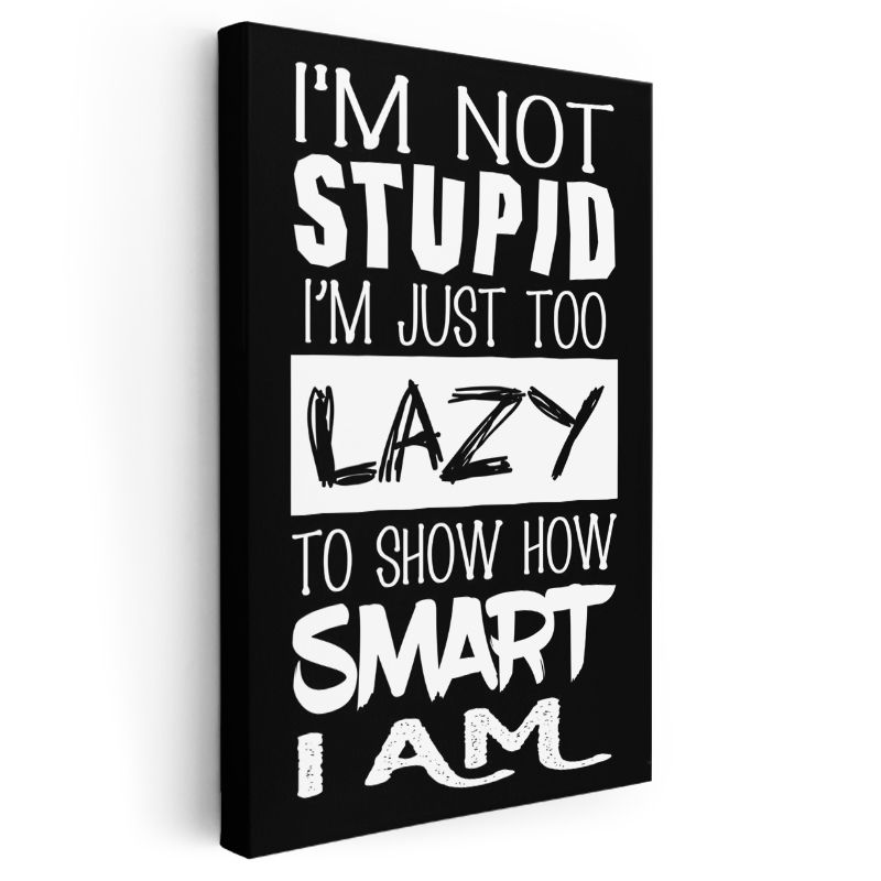 I'm Not Stupid I'm Just Too Lazy - Esprili Mizah Yazısı Kanvas Tablo