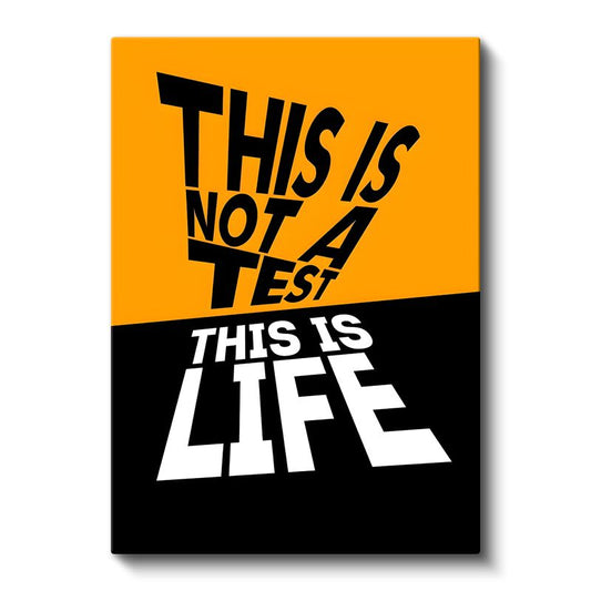 This Is Not A Test This Is Life - Kontrast Renkli Motivasyon Kanvas Tablo