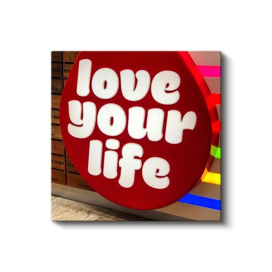 Love Your Life - Neon Efektli Motivasyon Yazısı Kanvas Tablo