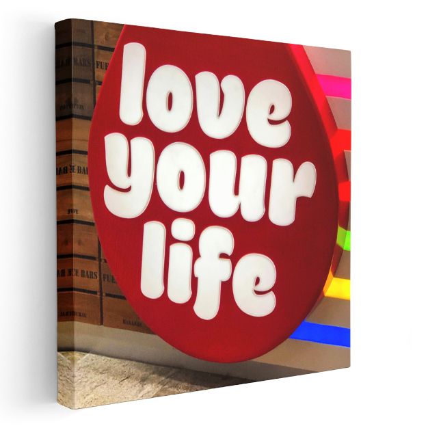 Love Your Life - Neon Efektli Motivasyon Yazısı Kanvas Tablo