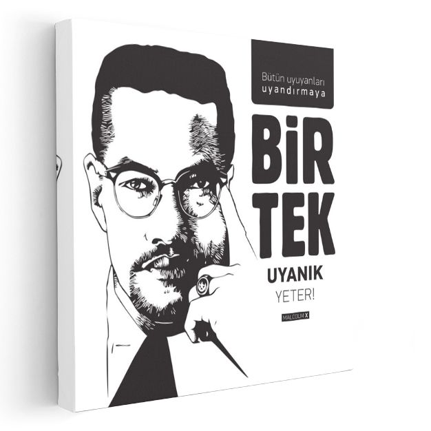Bir Tek Uyanık Yeter - Malcolm X Alıntı Tipografisi Kanvas Tablo