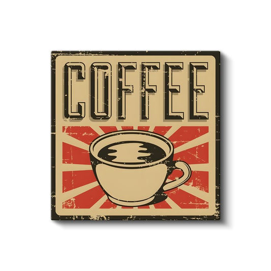 Coffee - Vintage Kahve Tabelası Kanvas Tablo
