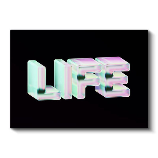 Life - Holografik 3D Tipografi Kanvas Tablo