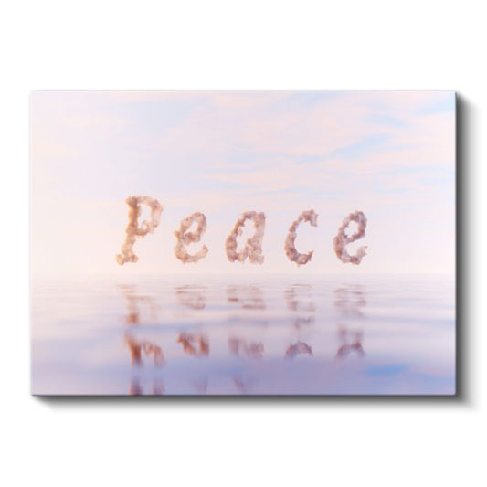Peace - Bulut Yazılı Huzur Teması Kanvas Tablo