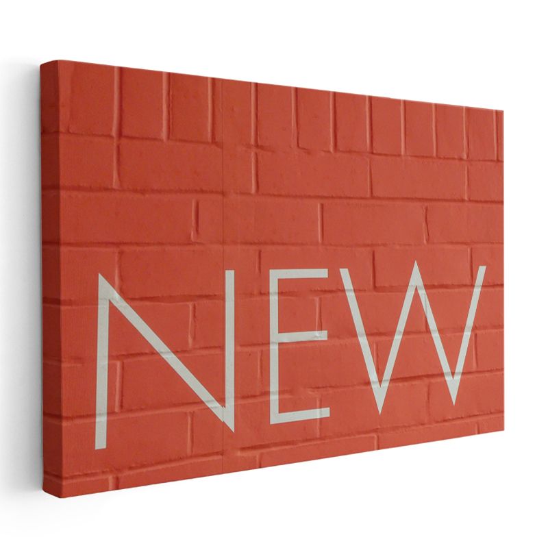 New - Turuncu Duvar Minimal Tipografi Kanvas Tablo