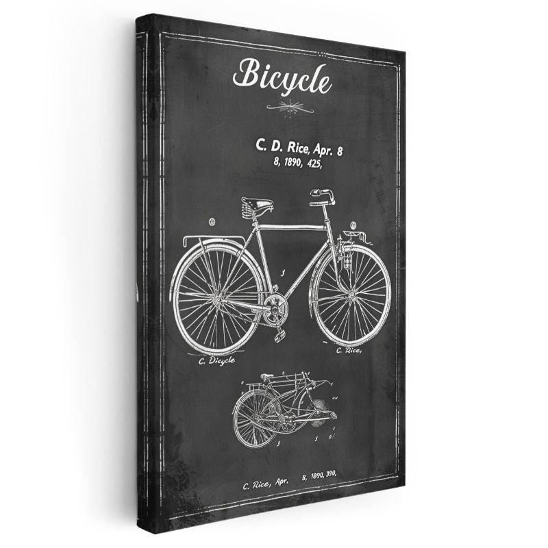 Klasik Bisiklet - 1890 Vintage Teknik Çizim Kanvas Tablo