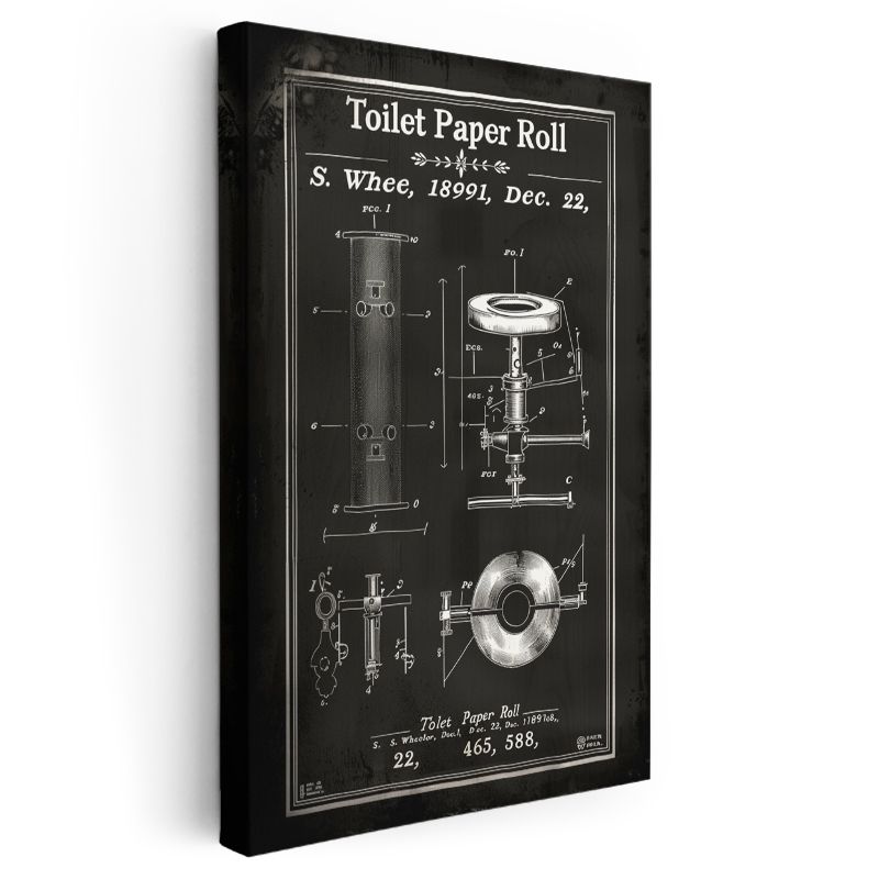 Tuvalet Kağıdı Rulosu - 1891 Endüstriyel Patent Kanvas Tablo
