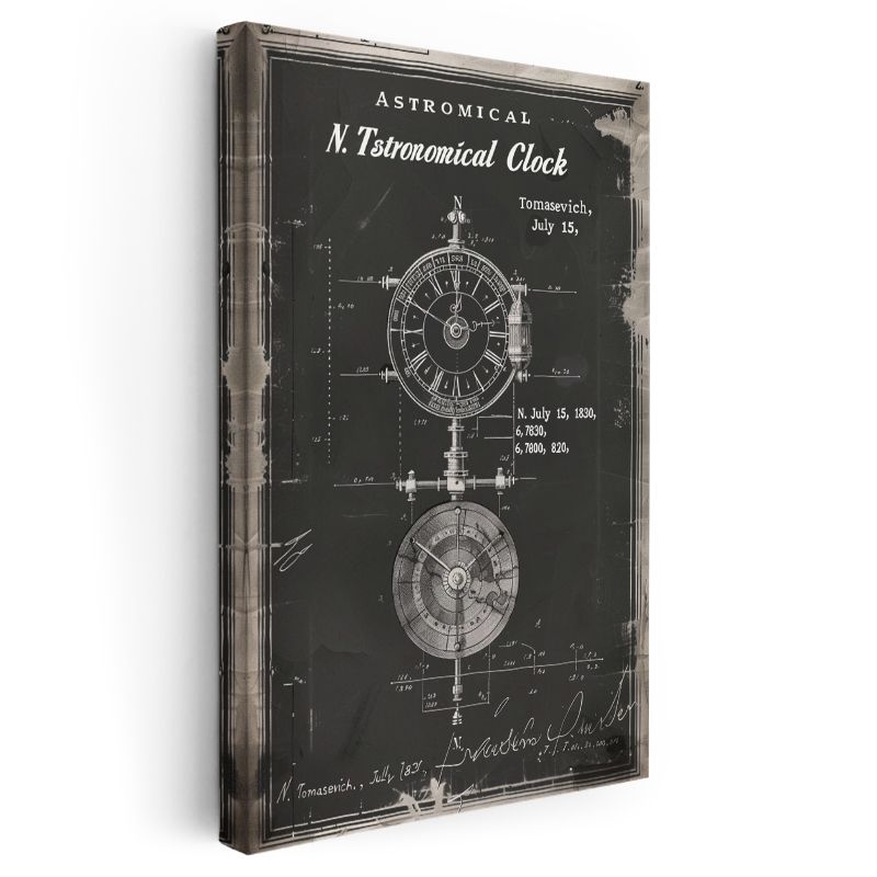 Astronomik Saat - 1830 Bilimsel Alet Tasarımı Kanvas Tablo