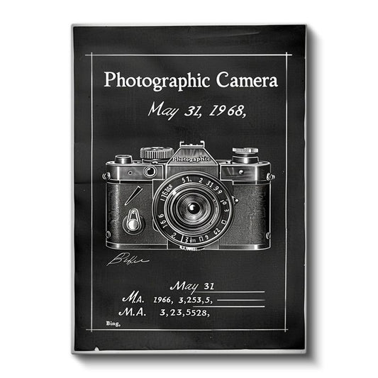 Klasik Fotoğraf Makinesi - 1968 Teknik Çizim Kanvas Tablo