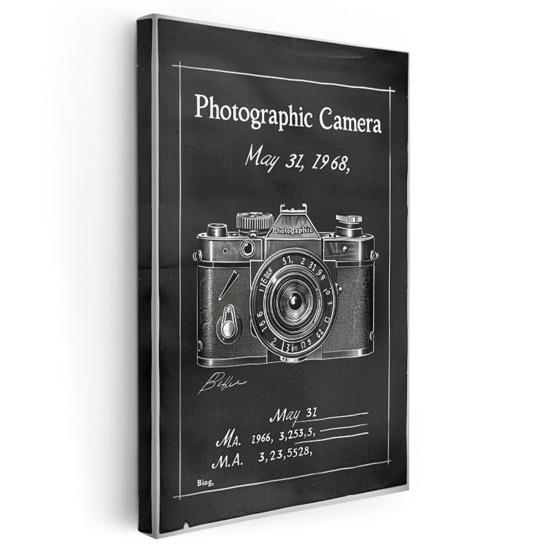 Klasik Fotoğraf Makinesi - 1968 Teknik Çizim Kanvas Tablo
