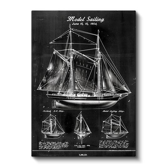 Yelkenli Gemi - 1954 Denizcilik Tasarımı Kanvas Tablo