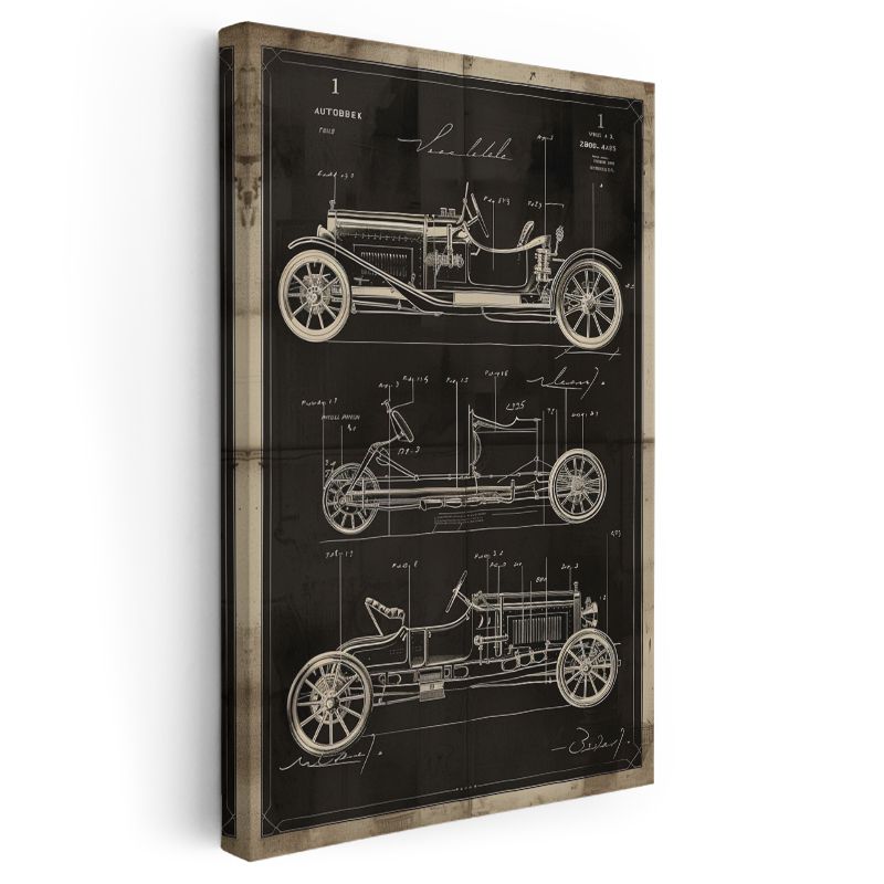 Klasik Otomobil - Vintage Araba Tasarımı Kanvas Tablo