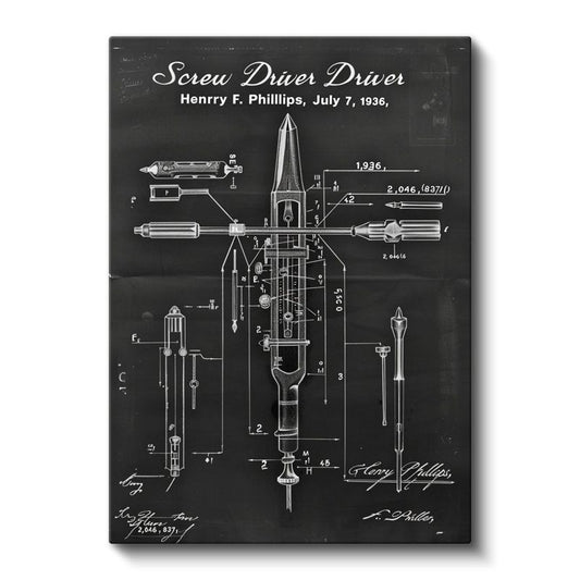 Tornavida Patenti - 1936 Teknik Çizim Kanvas Tablo